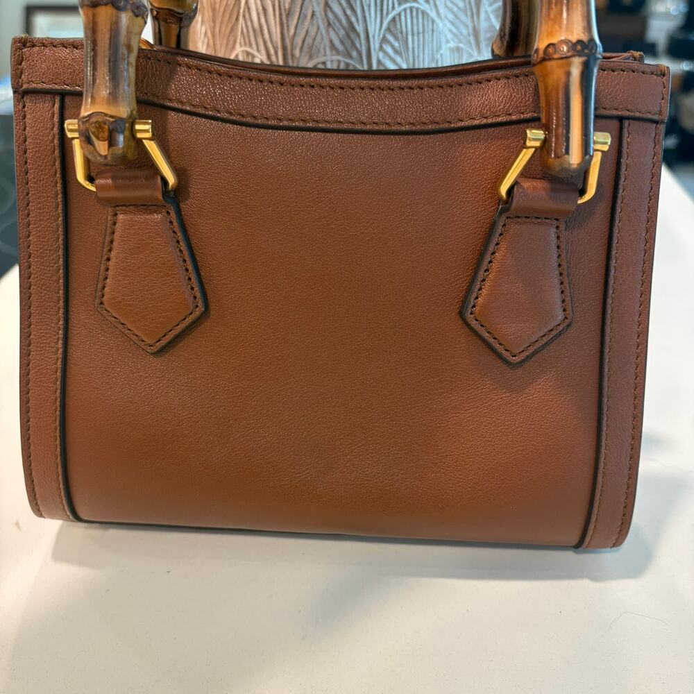 Gucci Diana Bamboo Handle Small Leather Crossbody Tote Bag Brown Small Mini - Picture 13 of 16